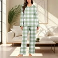 thumbnail image 3 of Gytharion Women's Pajama Sets Soft Comfy Long Sleeve V-Neck Sleepwear and Long Pants Cute Plaid Print Loungewear Outfits 2 Piece Pj Sets for Women, 3 of 6