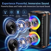 JYX Bluetooth Speaker, Dual 6.5 Subwoofer Portable Party Speaker System for Outdoor, Deep Bass Party Box with Led Lights, T27-T