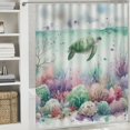 thumbnail image 6 of Sea turtle coral seaweed  Bathroom Decor Set , multi size Colorful Luxurious Graphic Print Polyester Fabric Fashion Bathroom Decor Sets with Hooks Home Bathtubs Bathroom Curtain Decoration Shower, 6 of 7
