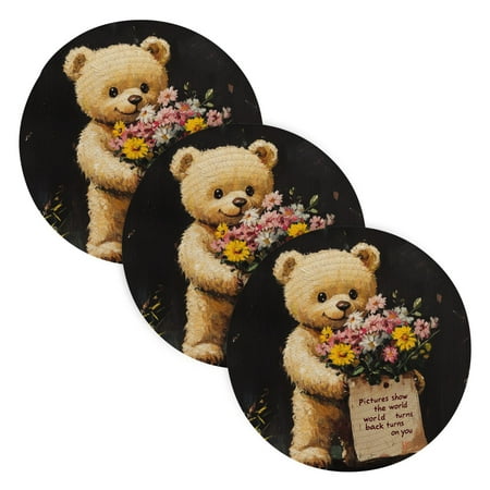 

BZSMCE Mats for Pots Pans Place Oil Plainting Cute Bear Simple Style Pattern Pot Mats