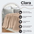 thumbnail image 6 of Superior Clara Cotton Striped Woven Blanket, California King, Khaki, 6 of 13