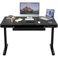 thumbnail image 1 of Bureau Debout Électrique 48 x 24 Pouces, Poste de Travail Informatique Assis-Debout à Hauteur Réglable avec Tiroir de Rangement et Poteaux USB pour Bureau à Domicile (Plateau d'Une Seule Pièce et Cadre en Acier), 1 of 10