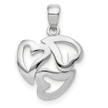 Cute Heart Charm - 14k White Gold Cut Out 3 Heart Pendant Charm Necklace Love Multiple Gifts For Women For Her