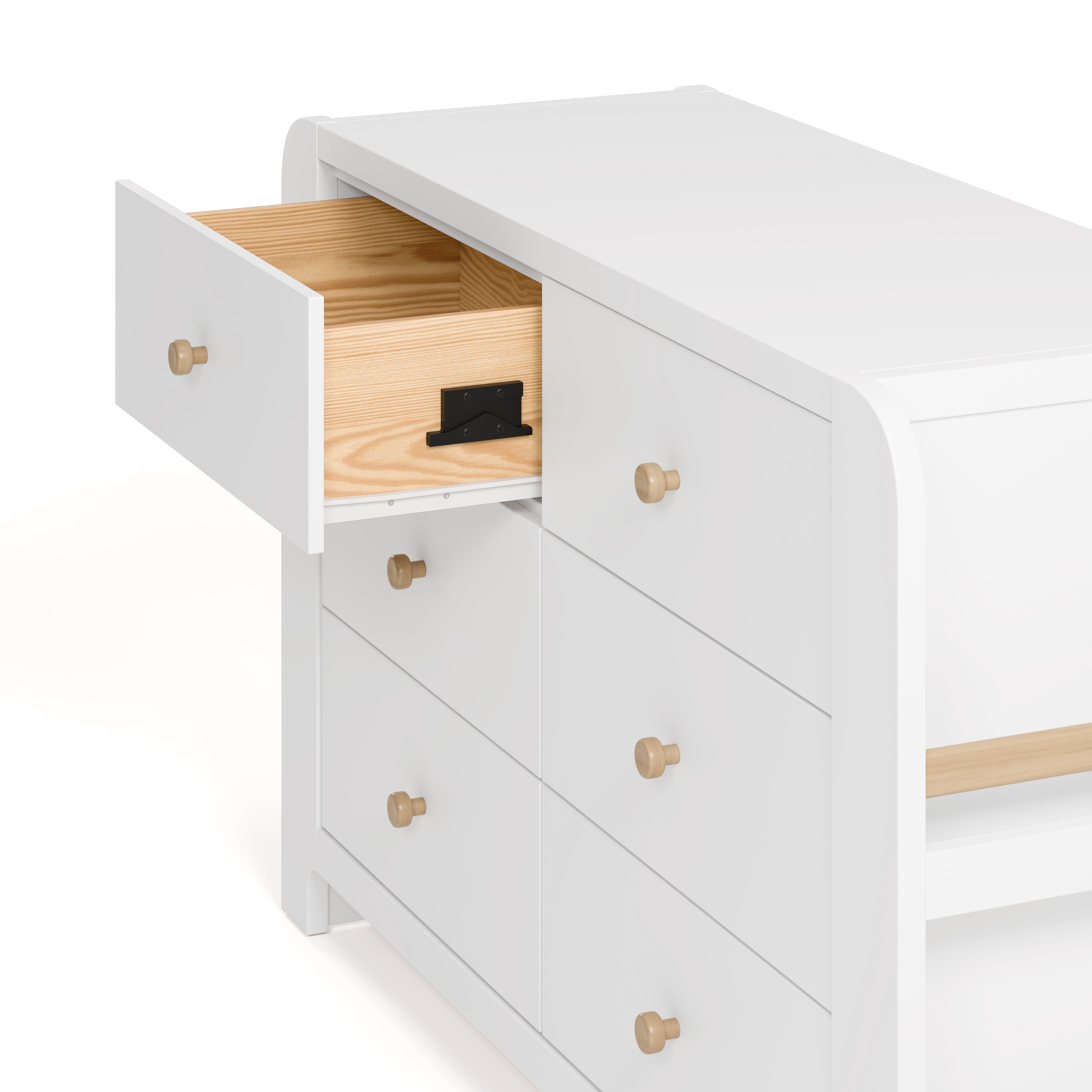 Graco Read-with-Me 6 Drawer Chest with Bookshelves, White with Driftwood
