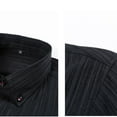 thumbnail image 3 of YFNNUP Mens Stripe Shirts Fashion Lapel Business Shirt Slim Fit Long Sleeve Tops Casual Button Down T-Shirt with Pocket, 3 of 5