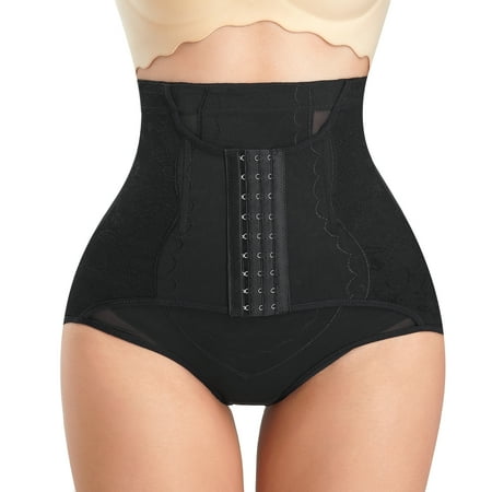 

CtriLady Women s Waist Trainer Panties High Waist Butt Lifter Shapewear Double Tummy Control Shorts Corset Slim Body Shaper Underwear(Black Large)