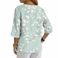 thumbnail image 5 of Sheghy Tshirts Shirts for Women 100%Cotton Relaxed Fit V Neck 3/4 Sleeve Top, Women Casual Pullover Shirt with Decorative Buttons, 5 of 5