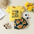 thumbnail image 2 of EnJoCho Toddler Baby Kids Girls Christmas Patchwork Pullover Tops Pants Hat Set Outfits Beautiful Yellow Sunflowers and Letters Print 2pc Set Children Cute Daily Wear Clothing, 2 of 4