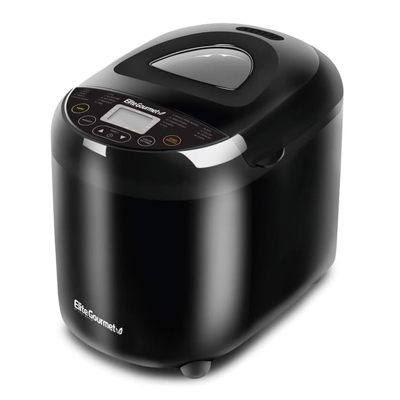 Elite Gourmet EBM8103B - Máquina programable para hacer sartén, 3 tamaños de sartén, 19 funciones de menú, sin gluten, trigo blanco, centeno francés y más, 2 libras, negro