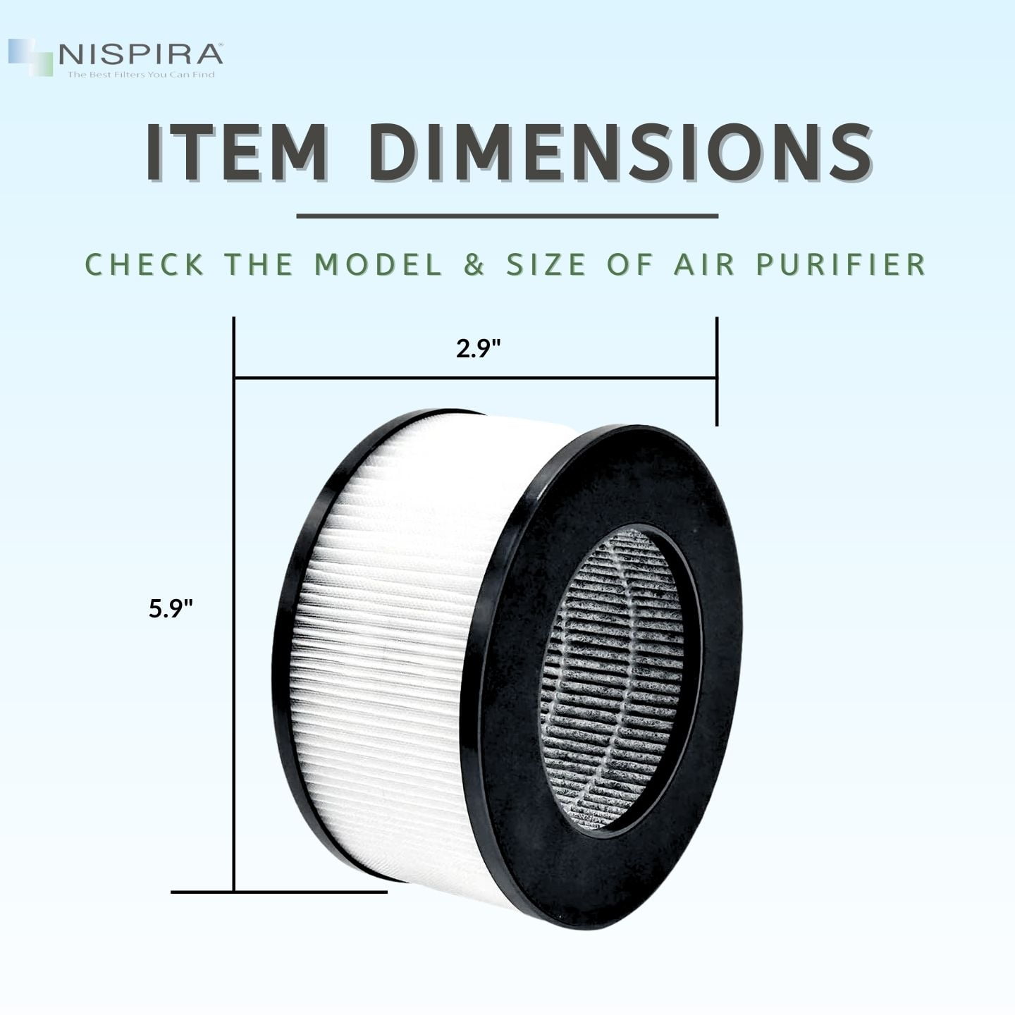Nispira True HEPA Replacement Filter for CVS Health Desktop Air Purifier 3-in-1 True HEPA Activated Carbon, 2 Packs