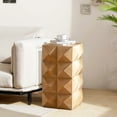 thumbnail image 2 of PORKISS End Table with Three-dimensional Embossed Pattern, Square Side Table, Coffee Table for Small Spaces Nightstand Living Room, without Assembly, Natural, 2 of 11