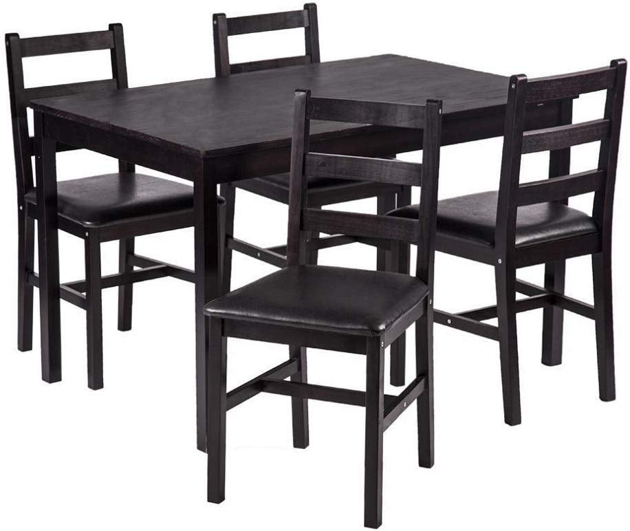 Dining Table Set 5 Pieces Kitchen, Black Dinette Table And Chairs