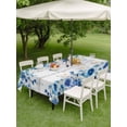 thumbnail image 3 of Outdoor Tablecloth with Umbrella Hole and Zipper, Spring Blue Floral Rectangle Table Cloth 60x120 Inch Waterproof Tablecloth, Farmhouse Weeping Floral Leaves Wood Picnic Table Cover for Patio Camping, 3 of 7