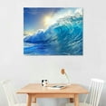 thumbnail image 2 of FUMJ Rolling Ocean Waves Surfing Graphic Canvas Wall Art For Bedroom,Blue Tropical Seascape Artwork Decor,Rolling Wave Sea Landscape Picture Print Painting,Bracket Fixed  16x12in, 2 of 6