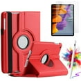thumbnail image 1 of Rotating Case With Screen protector & Stylus Pen for Samsung Galaxy Tab S10 Lite/ S10 FE/ S9 FE 5G 10.9 Inch/Tab S9 11 Inch Case Tempered Glass Multi-Angle Protective Cover - Red, 1 of 5