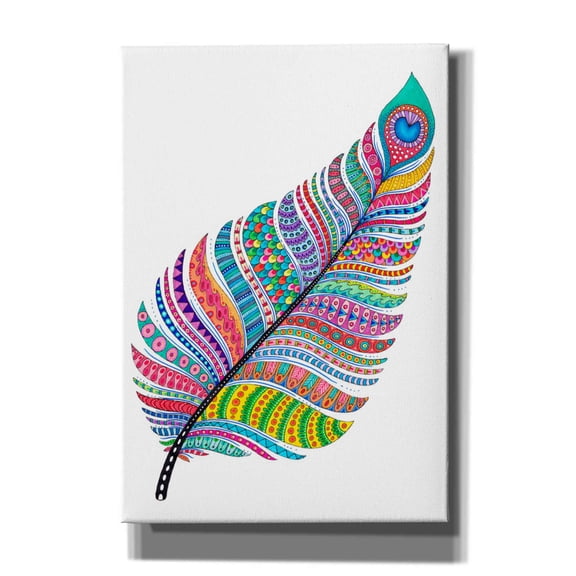 Epic Graffiti 'Single Feather' by Hello Angel, Giclee Canvas Wall Art, 18"x26"