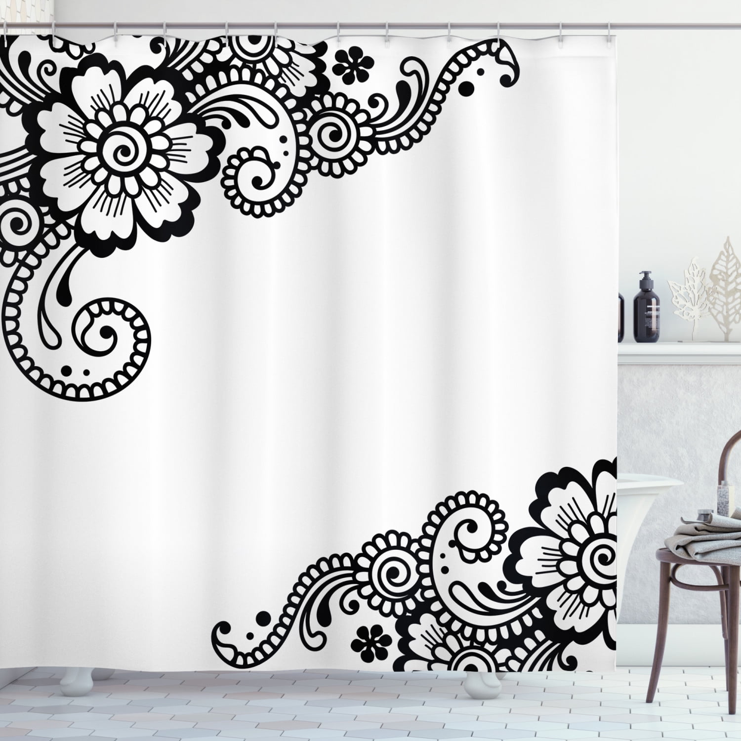 Dreamy Flower Sunflower Polyester Fabric Shower Curtain Set Bathroom w/ Hooks 