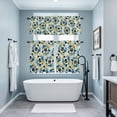 thumbnail image 4 of Bees Kitchen Curtains Valances and Tiers Set of 3 Yellow Blue Leaves Bee Green Texture Tier Curtains and Valance with Rod Pocket for Small Windows, 27.5"x24", 4 of 9