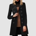 thumbnail image 2 of YDFCWXW Winter Trench Coats for Women's Casual Stand Collar Pea Double Overcoat Black, M, 2 of 5