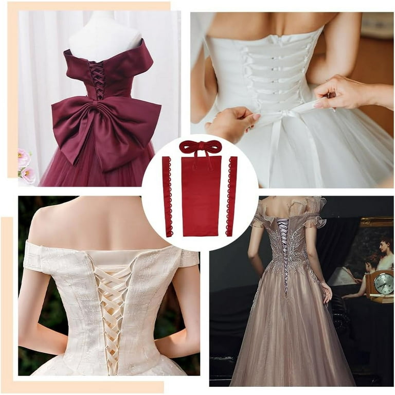 Adjustable Dark Red Satin Corset Kit Bridal Dress Zipper Replacement Button Sewing Walmart