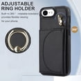 thumbnail image 2 of Wallet Case Compatible with iPhone 7 Plus / iPhone 8 Plus with Card Holder,RFID Blocking,360°Rotation Finger Ring Stand Leather Cover,Drop Protection with Magnetic Snap Phone Case, Black, 2 of 9