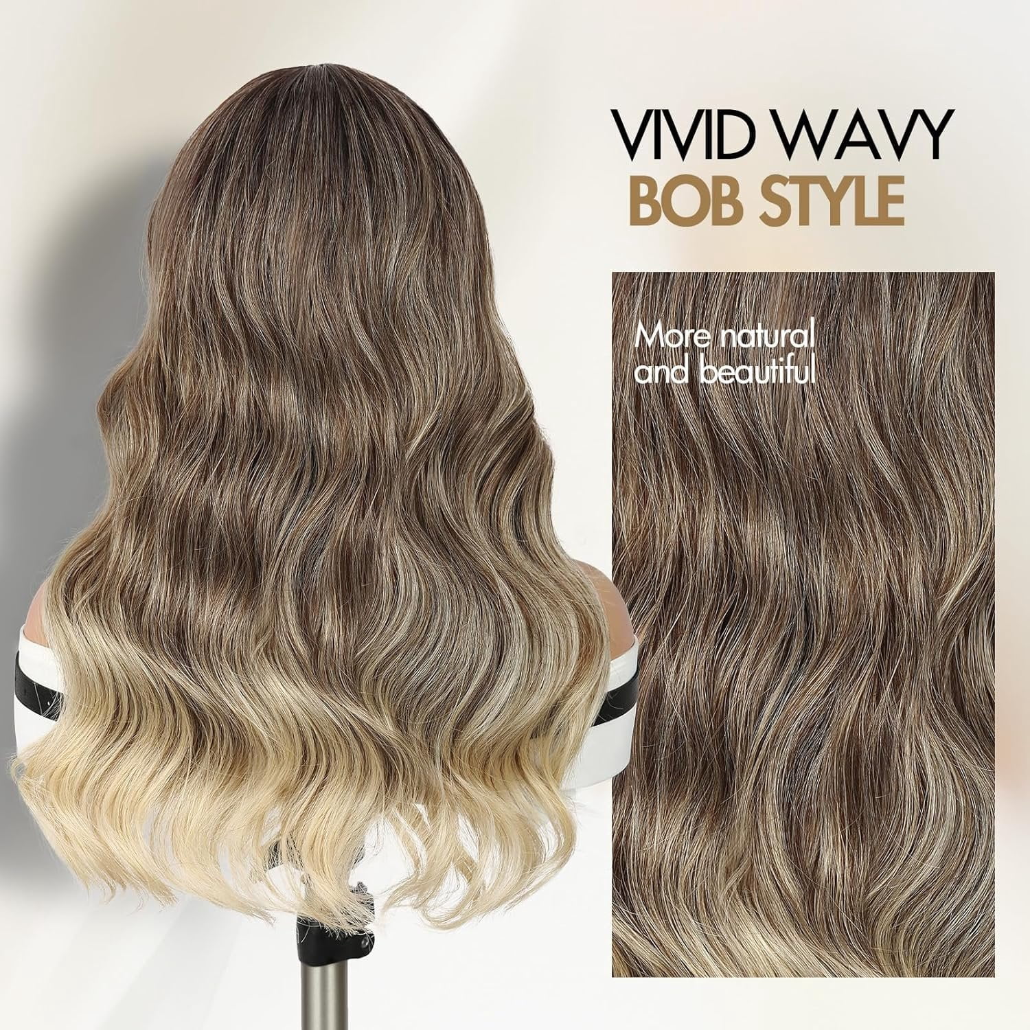 Ombre Blonde Wavy Wig for Women Pre Cut Simulated Lace Curly Wavy Wigs 18 inch Long Wavy Middle Part for Daily Party Use