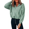 thumbnail image 1 of Mujeres de manga larga Sherpa Fleece Hoodies Casual Zip Up Fuzzy Coat Pullover Sudadera Crop Tops Sudadera con capucha con bolsillos Zhivalor WMZY-838-7, 1 of 5