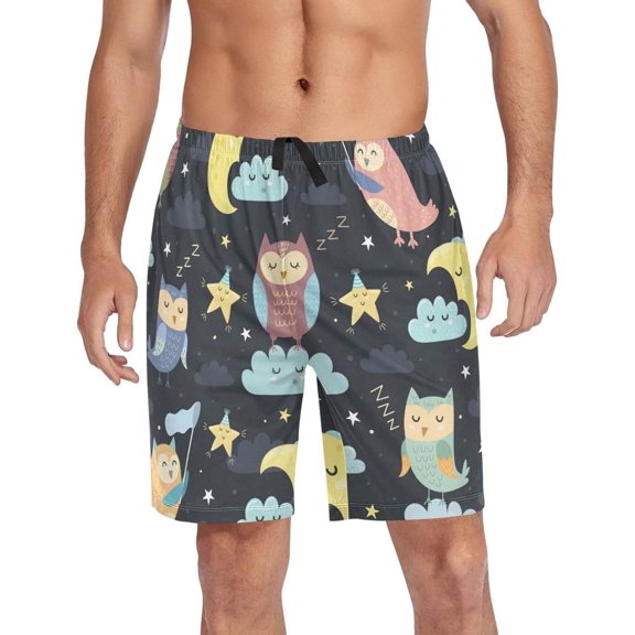 GZHJMY Owl Pajama Pants Short for Men, Lounge Pants Lightweight Men Pajama Bottoms with Drawstring Pockets, Christmas New Year Birthday Gifts, X-Large