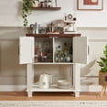thumbnail image 6 of Buildhom Farmhouse Coffee Bar Cabinet with 2 Doors & Open Shelf, Kitchen Storage Station for Dining Room, Living Room, White, 6 of 7