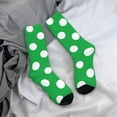 thumbnail image 5 of Hirioo Green And White Polka Dot Pattern Adult Middle Tube Socks Breathable Sock Non-Pilling,Contrasting Color Design, 5 of 6