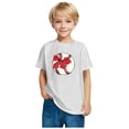 thumbnail image 2 of FamilyThread Toddler Girls Boys Summer Short Sleeve Cotton T-Shirt Bowknot Print Tops Crew Neck Casual Daily Shirt For 3-9Y, 2 of 5