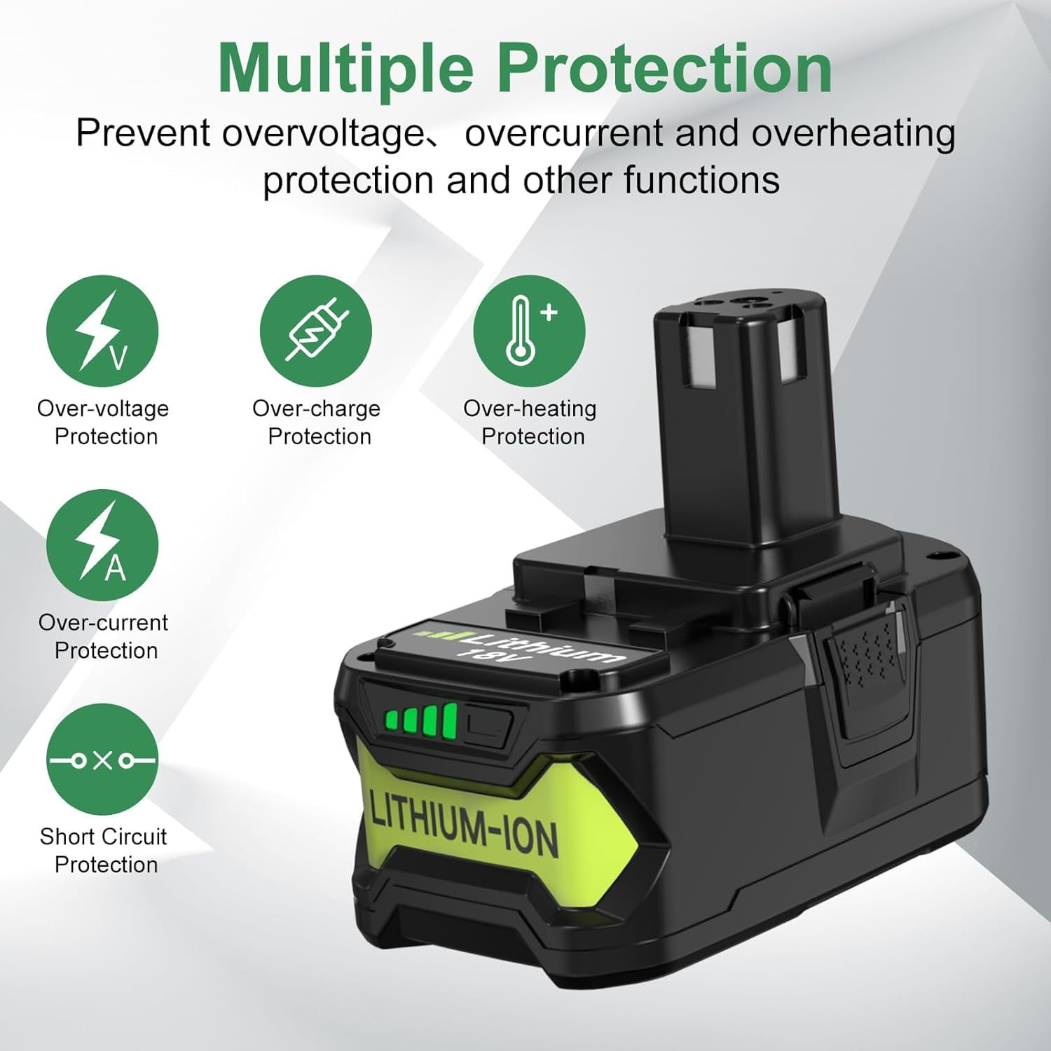 4Pack 8.0Ah High Capacity 18V Replacement for Ryobi 18V Battery Lithium Ion Battery Compatible with Ryobi Battery 18 Volt P102 P103 P104 P105 P107 P108 Cordless Tools
