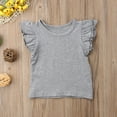 thumbnail image 3 of One opening Newborn Baby Girl Ruffle Sleeve T-Shirt Top Solid Cotton Basic Tee Summer Outfit, 3 of 4