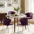 thumbnail image 3 of Tina's Home Home Velvet Dining Chairs Set of 4 Upholstered Accent Chairs Channel Tufted Metal Legs Living Room Bedroom Purple, 3 of 9