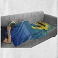 thumbnail image 6 of Rubber Duck Soft Flannel Fleece Throw Blanket, Dog Sunglasses on Surfboard at Ocean Shore Fun Summer Season Theme, Cozy Plush for Indoor and Outdoor Use, 70" x 90", Multicolor, by Ambesonne, 6 of 6