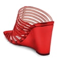 thumbnail image 3 of YDN Women Fashion Cutout Square Open Toe Mules Slip On Wedge High Heel Sandals Outdoor Dressy Office Casual Slipper Shoes Size 7 Red, 3 of 5