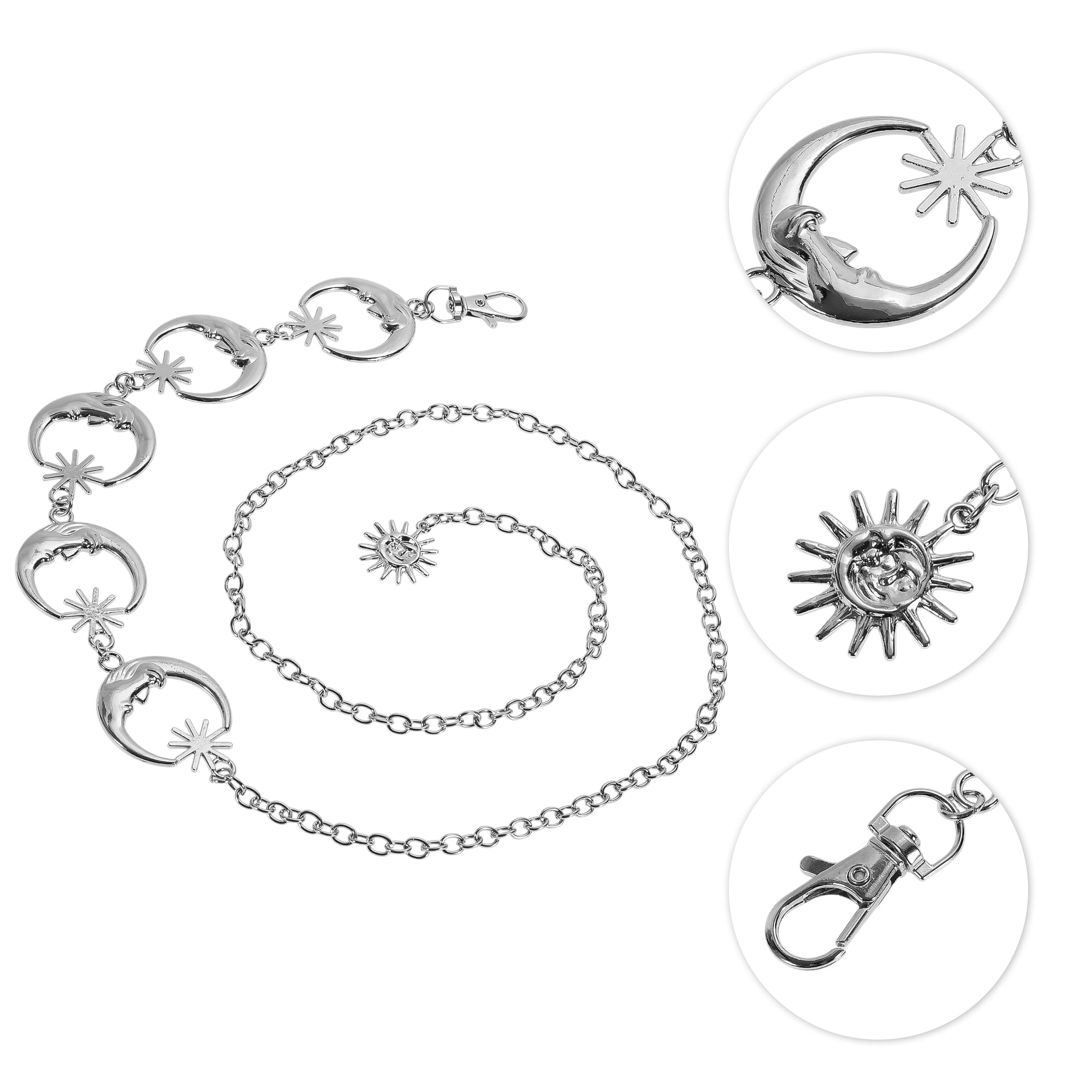 Unique Bargains Moon Pendant Adjustable Waist Belt for Fashionable Styling Silver Tone