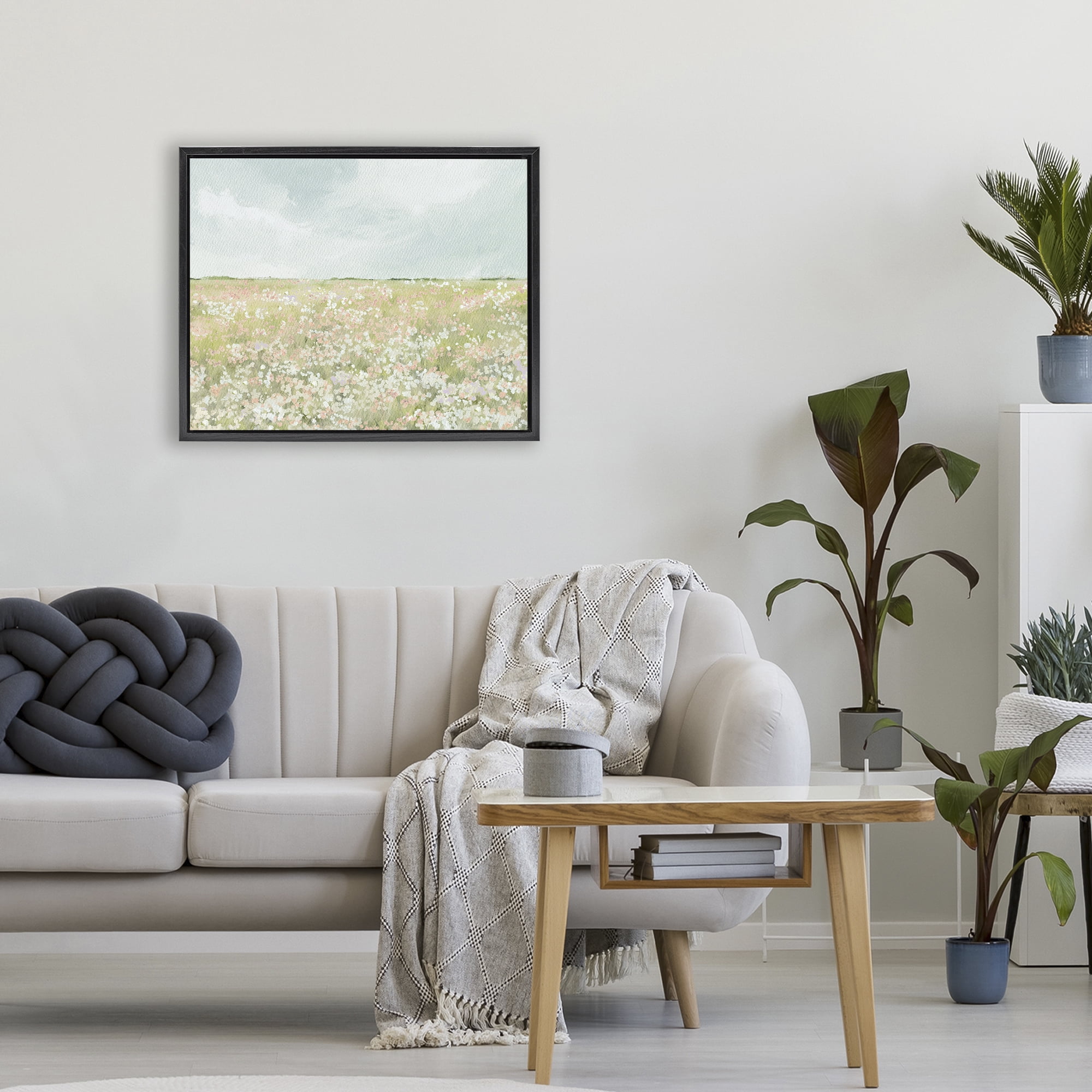 Stupell Industries Budding Field Scenery Black Framed Floater Canvas Wall Art, design by Leah Straatsma