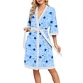 thumbnail image 2 of DreamFish Women's Floral Knit Bathrobe Soft Kimono Style Robe Knee Length Sleepwear with Pockets 3/4 Sleeves, 2 of 6
