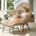 thumbnail image 3 of RADIATA Patio Egg Chair with Foot Rest, Oversized Rattan Egg Shaped Chair with Cushion, Brown, 3 of 8
