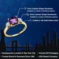 thumbnail image 2 of Gem Stone King 10K Yellow Gold Purple Amethyst and White Moissanite Engagement Ring for Women | 1.66 Cttw | Cushion Checkerboard 7MM | Gemstone February Birthstone | Size 8, 2 of 6