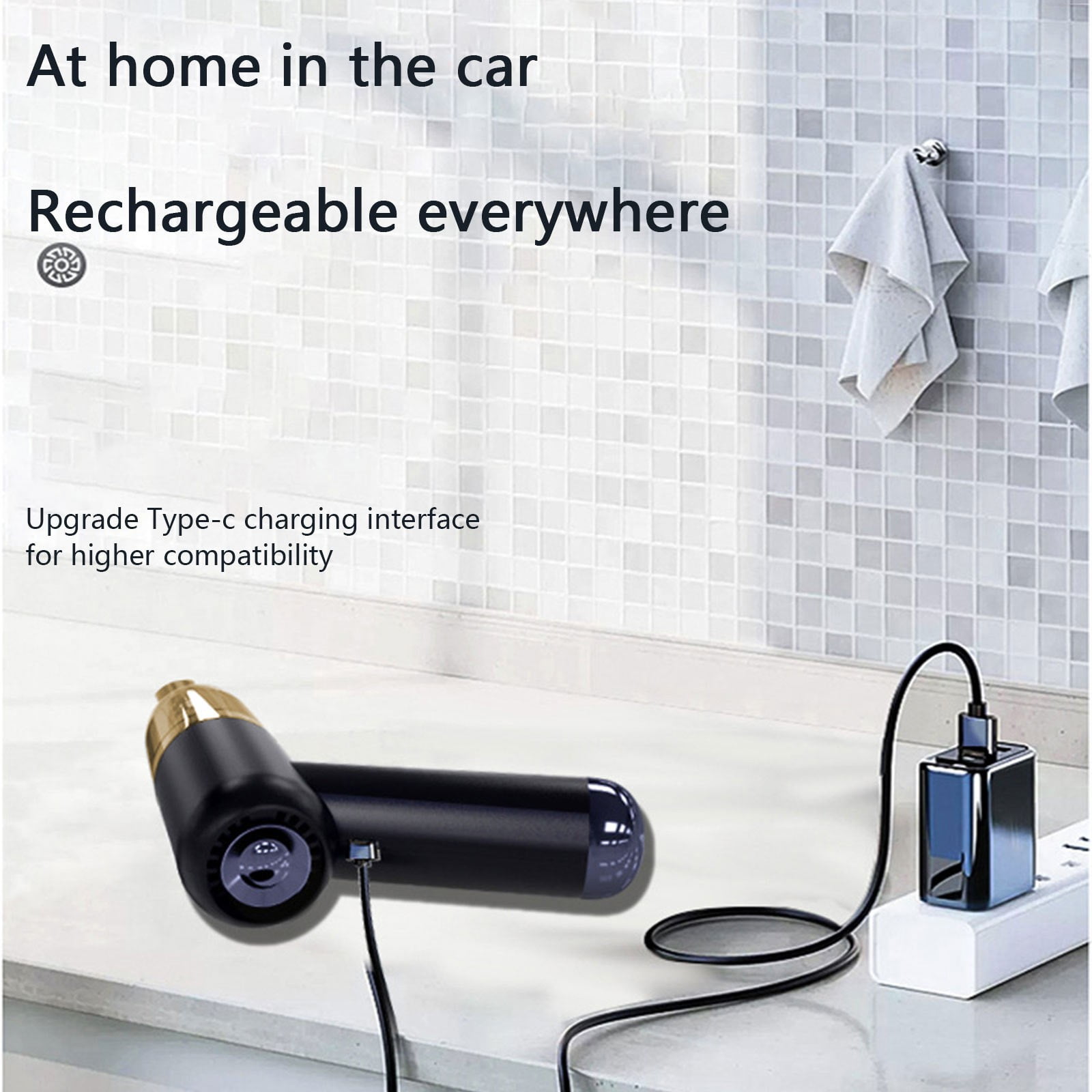 Handheld Car Vacuum Cleaner, 10000PA Rechargeable Hand Vacuum, Wet and Dry Handheld Vacuum Cleaner for Car, Home, Office, Compact, Portable with Fast Charging