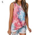 thumbnail image 2 of Qarigey Camiseta sin mangas con cuello y dobladillo retorcido con estampado teñido anudado para mujer Prendas para la parte del cuerpo Vino rojo S, 2 of 6