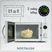Nostalgia 0.9 cu ft Retro Microwave Oven, 800W Countertop Microwave Oven with Digital Clock, White