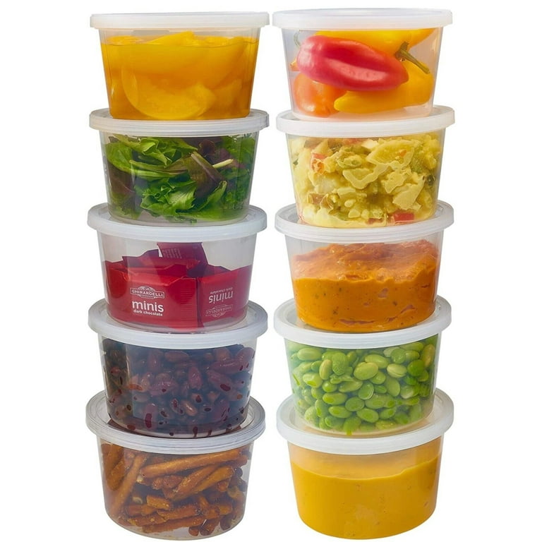 16 oz Pint Deli Plastic Food Microwavable Storage Containers With Lids BPA  FREE