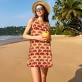 thumbnail image 3 of Easygdp Red Cars para Vestido Transpirable de Mujer, Vestido Suelto de Manga Corta con Pliegues y Bolsillos para el Verano, 3 of 7