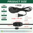 thumbnail image 2 of Uxcell 6 Feet Lamp Cord with Plug, 1 Set UL List Lamp Power Cord with Full Range Rotary Lamp Switch, Black, 2 of 7