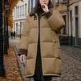 thumbnail image 2 of Breezora Women Longline Corduroy Collar Puffer Coat Quilted Warm Winter Jacket Casual Elegant XL Size Khaki, 2 of 4