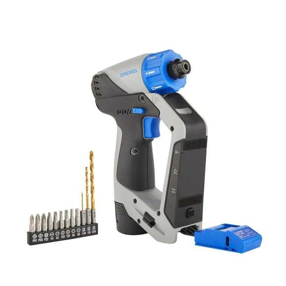 Dremel Pilote de Perceuse 3en1 avec Localisateur de Clous Intégré et Niveau Laser Détachable, Ensemble de Perceuse Sans Fil Comprend Batterie 2.0 Ah, Chargeur Rapide, et 12 Bits (DD12V-S1)