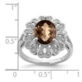 thumbnail image 5 of 925 Sterling Silver Rhodium Diamond and Oval Checker-Cut Smoky Quartz Ring Size 7, 5 of 5